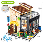 Street View Gebäude Floristen Kaffee Shop Körnige Pieced Blöcke Spielzeug