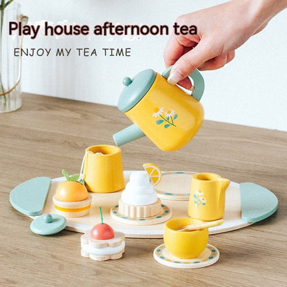 Simulation Kinder spielen Haus Nachmittag Tee Dessert Kuchen Tee Topf und Tasse Tee Set Holz spielzeug Anzug