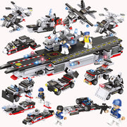Military aircraft carrier polizei bausteine kinder montiert DIY spielzeug