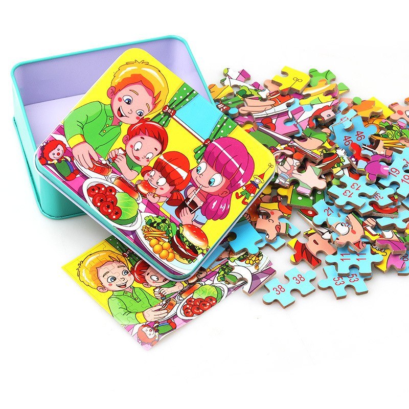 80PCS holz pädagogisches spielzeug bildungs entwicklung baby kinder ausbildung spielzeug kinder tier puzzle