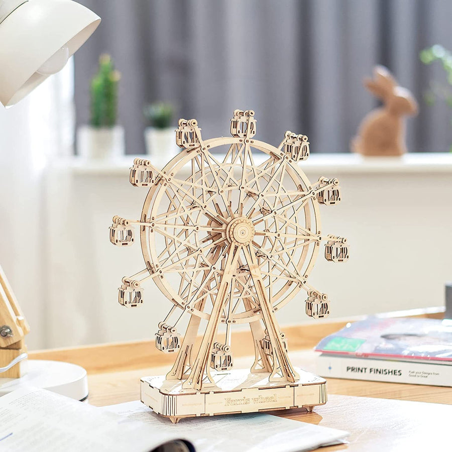Robotime DIY Holz drehbares Riesenrad Modell mit Spielmusik Spielzeug für Kinder Geburtstag TGN01