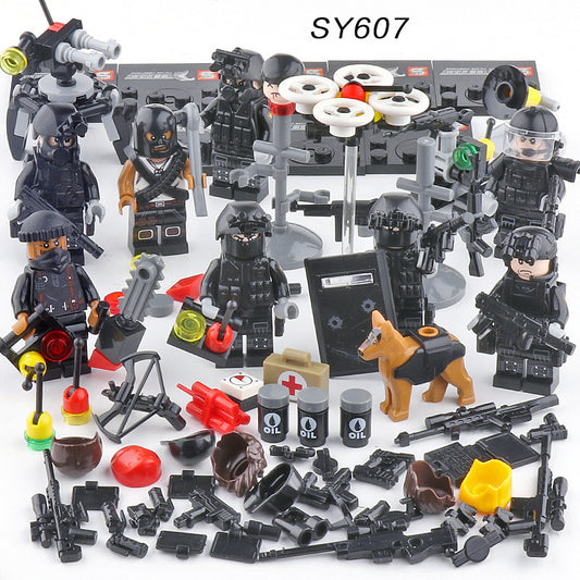 Military Serie Puzzle Kinder Montiert Bausteine Gangster Polizei Minifigur Spielzeug