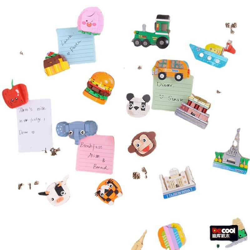 Tierischer magnetischer Kühlschrank magnet zusammen gebaut Baustein Spielzeug für Kinder