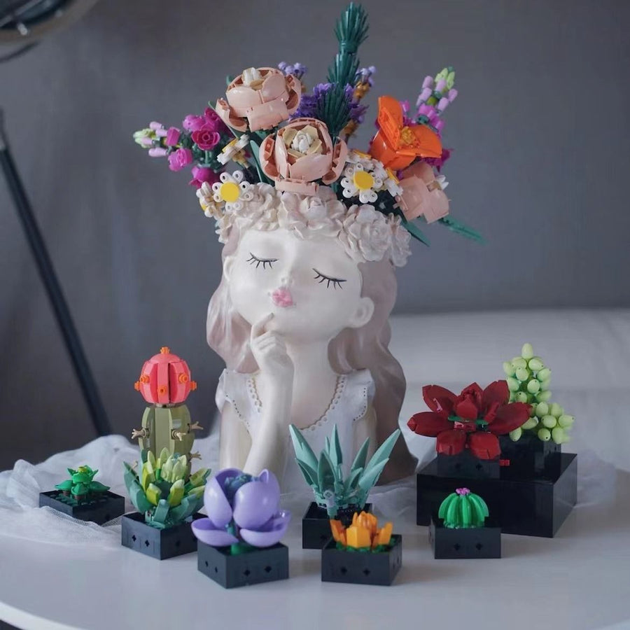 Hause Vielzahl Orchidee Bouquet Sukkulenten Ornamente Blöcke Vorteilhaft Intelligente Spielzeug