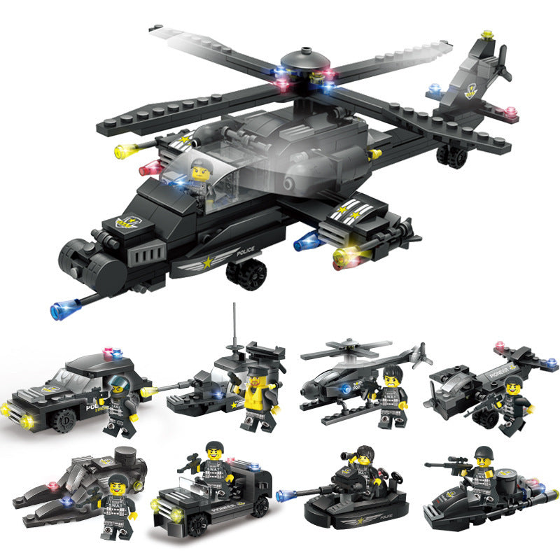 Military aircraft carrier polizei bausteine kinder montiert DIY spielzeug