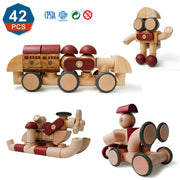 mytooy Magnetbauklötze Zug aus Holz