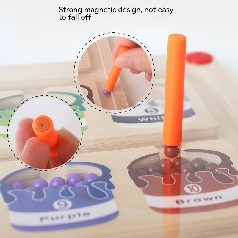 Magnetische Perlen aus Holz Kinder denken pädagogisches Spielzeug