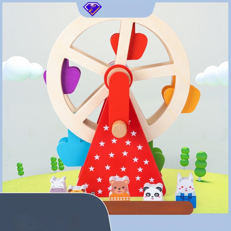 Hölzernes Tier Hand Riesenrad Baby Kinder Früh kindliche pädagogische Spielsachen