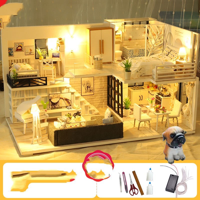 Mini Holz Haus Montieren 3D Miniaturas Puzzle Spielzeug Für Kinder Mädchen Geschenk