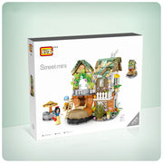 Holz Haus Puzzle Bausteine Kleine Partikel Straße Szene Spielzeug