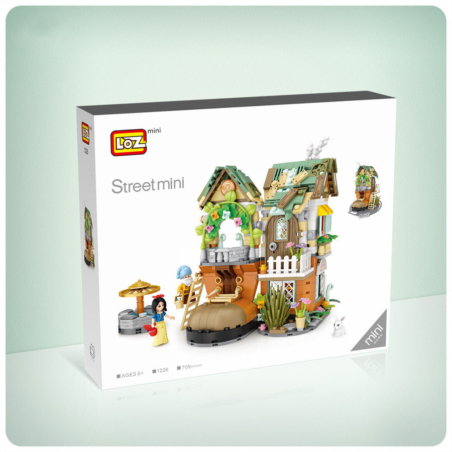 Holz Haus Puzzle Bausteine Kleine Partikel Straße Szene Spielzeug