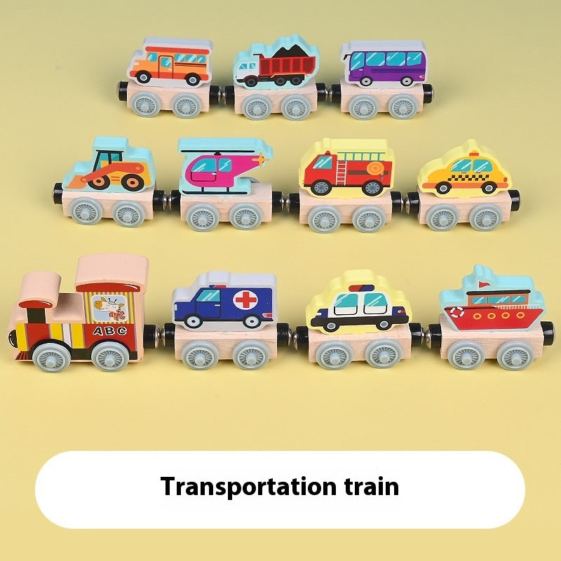 Kinder Magnetisches Auto Kleine Lokomotive Holz 5 Thema Pädagogisches Holz spielzeug