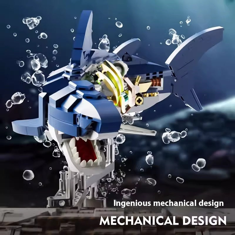 Bauklötze Semi-mechanisches Modell Haifisch Bewegliches Modell Papagei mit Licht Zusammenbau-Spielzeug