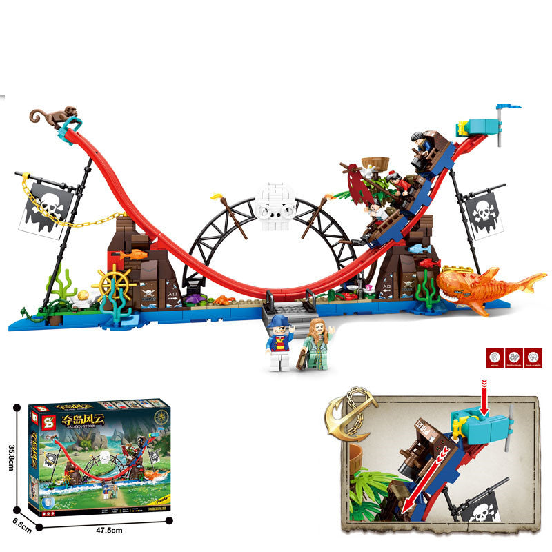 Ganze Set Von Pirate Schiff Schatz Brust Montage Block Spielzeug