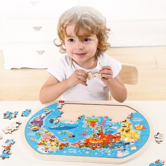 Holz Puzzle Welt kinder Spielzeug Geschenk Baby Pädagogisches Spielzeug