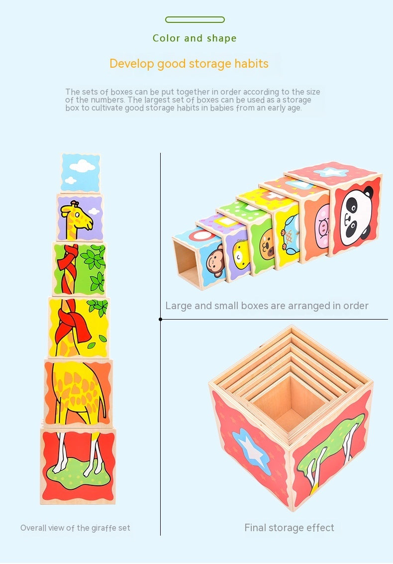 mytooy stapelbare Holzboxen mit Zahlen und Motiven