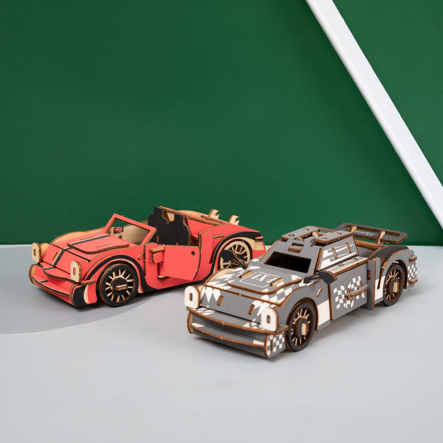 Drei dimensionales Puzzle-Auto Holz Kinder pädagogisches Spielzeug von Hand zusammen gebaut