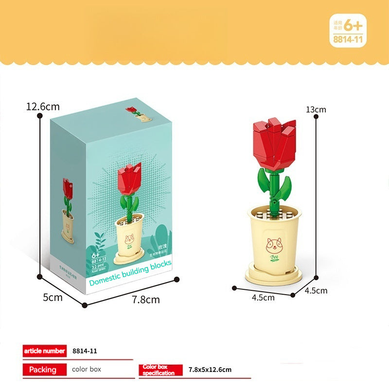 Bausteine Blumentopf DIY kleine Partikel Pädagogisches Spielzeug Desktop Dekoration Puzzle