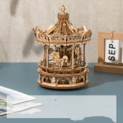 Handgemachte Merry-go-round Spieluhr Holz Puzzle Spielzeug