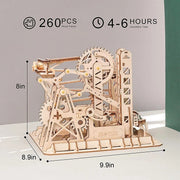 Robotime ROKR Marmor Run Blöcke Spiel 3D DIY Holz Puzzle Wasserrad Bahn Modell Gebäude Kit Spielzeug für Kinder LG501 Dropship