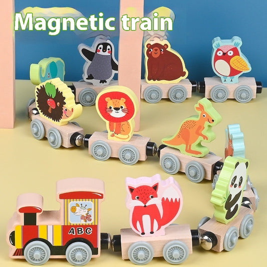 Kinder Magnetisches Auto Kleine Lokomotive Holz 5 Thema Pädagogisches Holz spielzeug