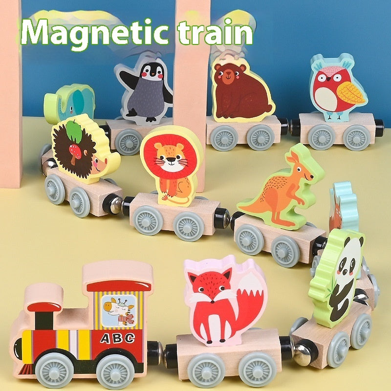 Kinder Magnetisches Auto Kleine Lokomotive Holz 5 Thema Pädagogisches Holz spielzeug
