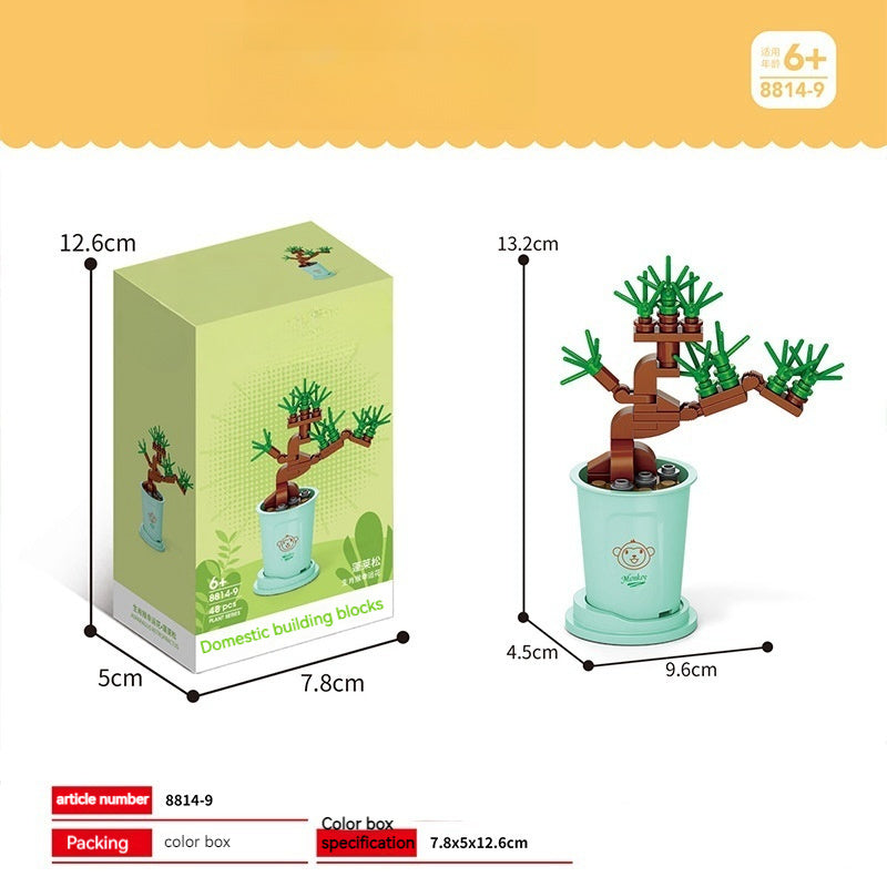 Bausteine Blumentopf DIY kleine Partikel Pädagogisches Spielzeug Desktop Dekoration Puzzle