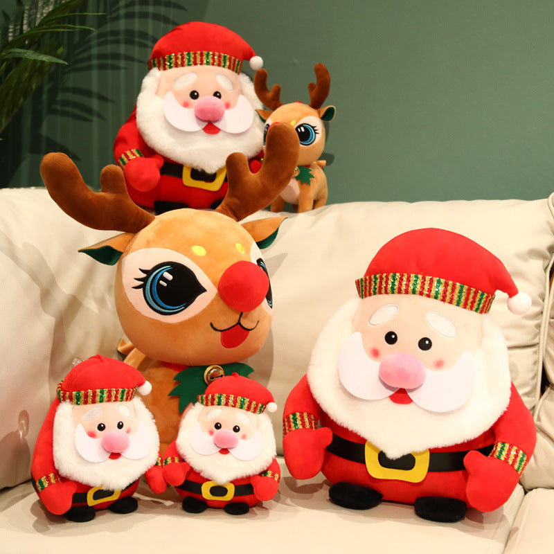 Cartoon-Weihnachtselch-Plüschtiere geben Mädchen-Puppen