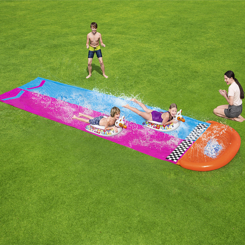 Outdoor-Park-Gras-Wasserspray-Doppel-Surf-Wasserrutsche-Aufblasbare Spielzeuge