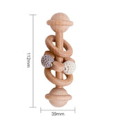 1PC Baby Beißring Spielzeug Buche Holz Rassel Holz Zahnen Ritt