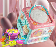 Baby-Handtrommel, Kinder-Puzzle, Frühe Bildung 8-Puzzle-Babyspielzeug, 2 Musik-Hexaeder