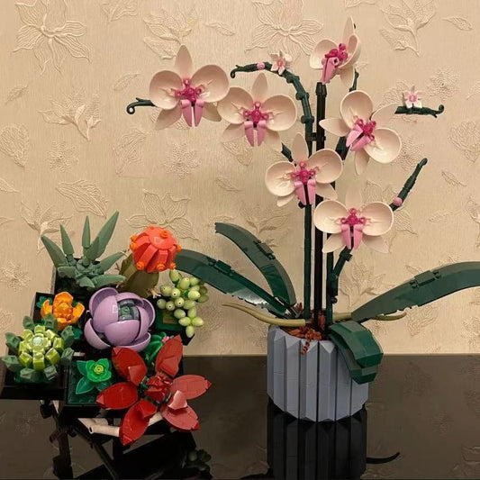 Hause Vielzahl Orchidee Bouquet Sukkulenten Ornamente Blöcke Vorteilhaft Intelligente Spielzeug