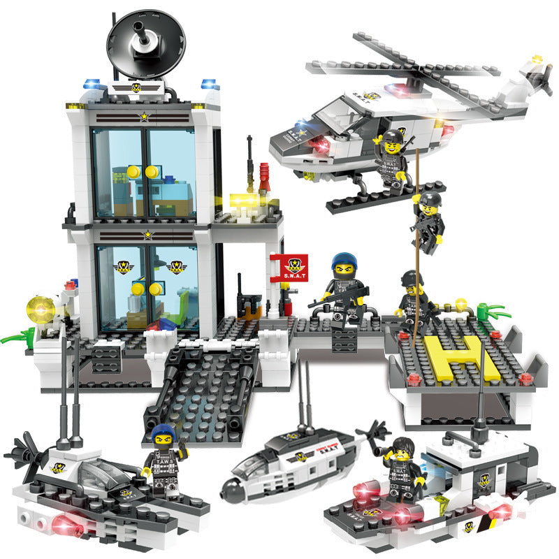 Military aircraft carrier polizei bausteine kinder montiert DIY spielzeug