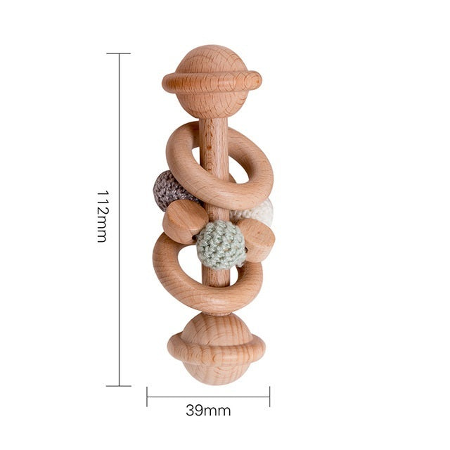 1PC Baby Beißring Spielzeug Buche Holz Rassel Holz Zahnen Ritt