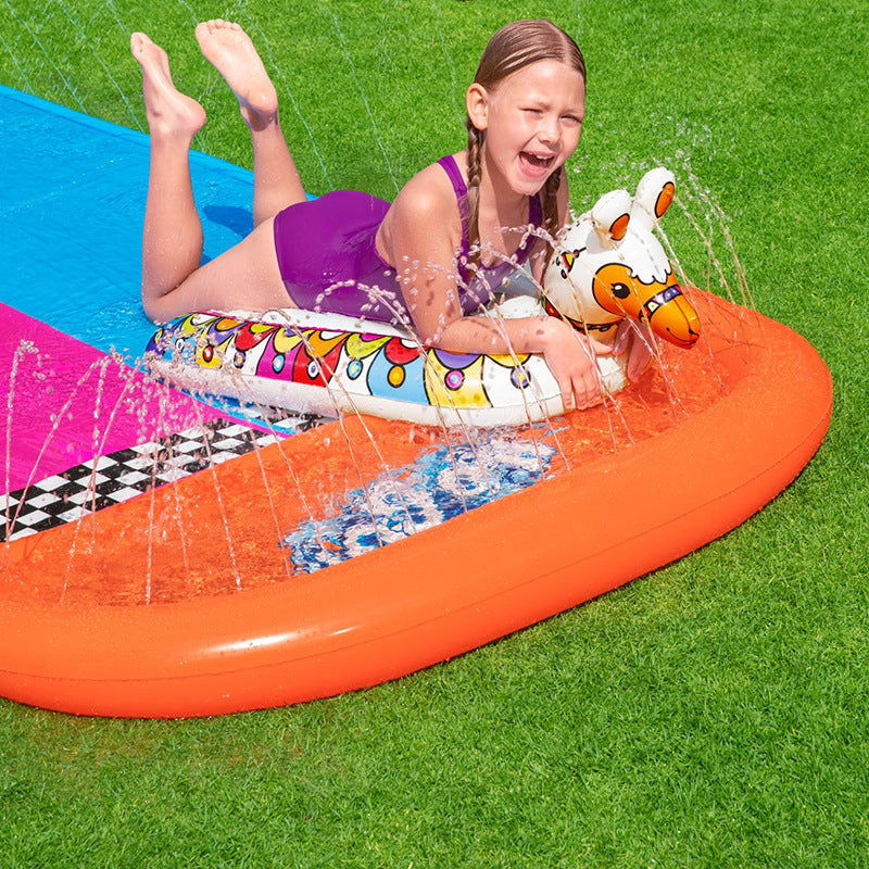 Outdoor-Park-Gras-Wasserspray-Doppel-Surf-Wasserrutsche-Aufblasbare Spielzeuge