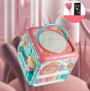 Baby-Handtrommel, Kinder-Puzzle, Frühe Bildung 8-Puzzle-Babyspielzeug, 2 Musik-Hexaeder