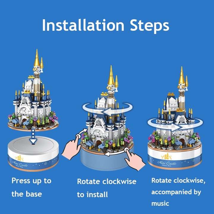 Mini Castle Music Box Building Blocks Assembled Toys