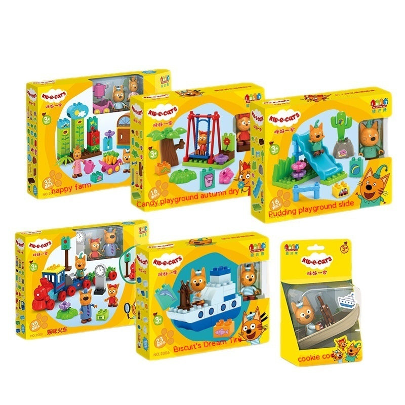 Pädagogisches Zusammenbauen Puzzle Jungen und Mädchen spielen Hauss pielzeug