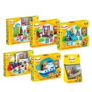 Pädagogisches Zusammenbauen Puzzle Jungen und Mädchen spielen Hauss pielzeug