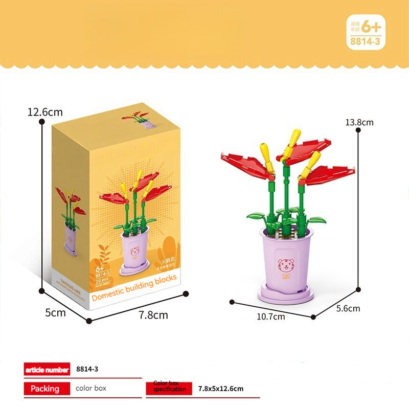 Bausteine Blumentopf DIY kleine Partikel Pädagogisches Spielzeug Desktop Dekoration Puzzle