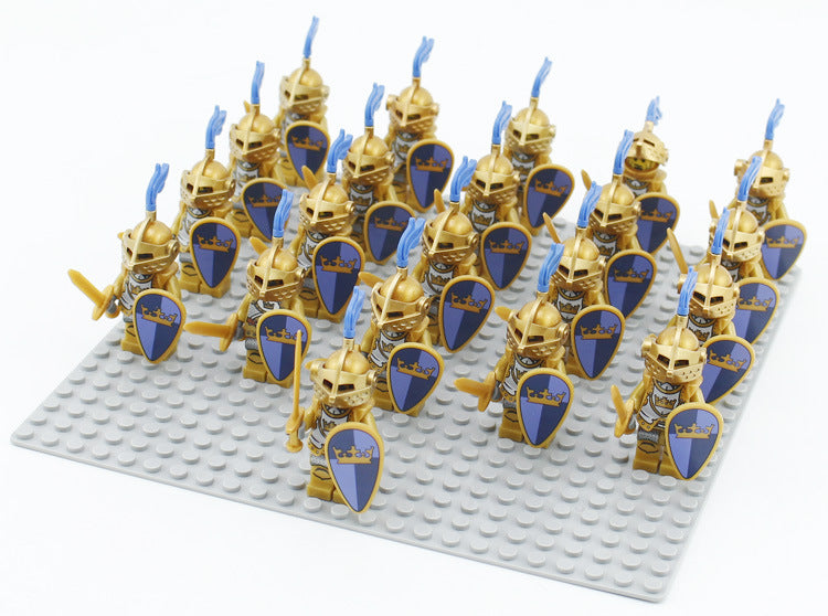 21 Stück Gold Ritter Bausteine Puppe Kinder zusammen gebaut Spielzeug