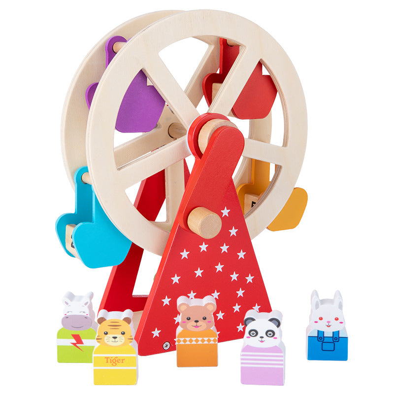 Hölzernes Tier Hand Riesenrad Baby Kinder Früh kindliche pädagogische Spielsachen