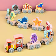 Kinder Magnetisches Auto Kleine Lokomotive Holz 5 Thema Pädagogisches Holz spielzeug