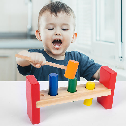 Holz Regenbogen Klopf-Tisch Hammer Musik Whac-a-Mole Klopf Kinder Spielzeug