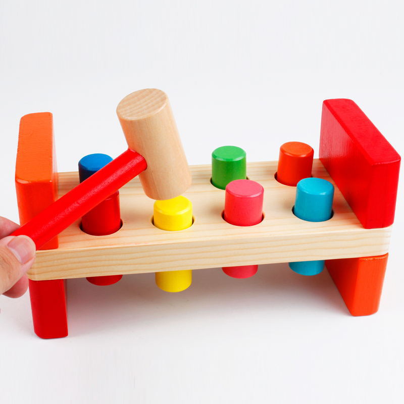 Holz Regenbogen Klopf-Tisch Hammer Musik Whac-a-Mole Klopf Kinder Spielzeug