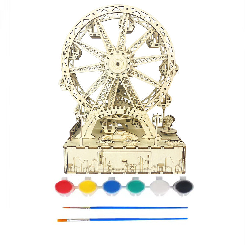 Drei dimensionales Puzzle aus dynamischem mechanischem Holz, hand zusammen gebautes pädagogisches Spielzeug, kreative Ornamente