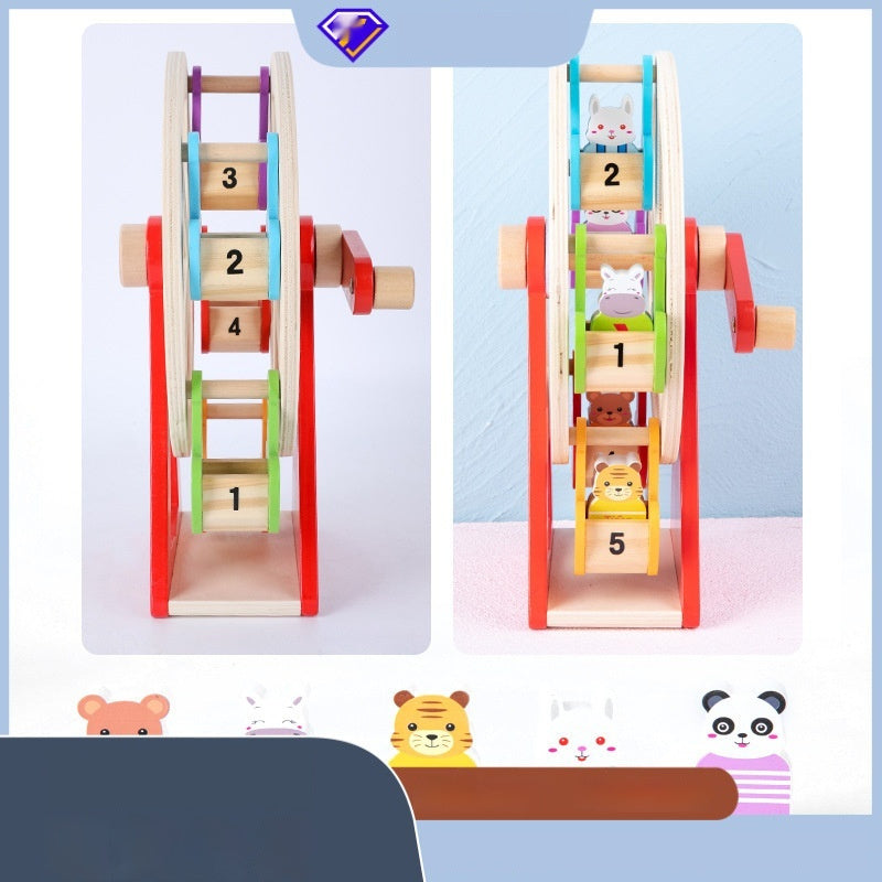 Hölzernes Tier Hand Riesenrad Baby Kinder Früh kindliche pädagogische Spielsachen