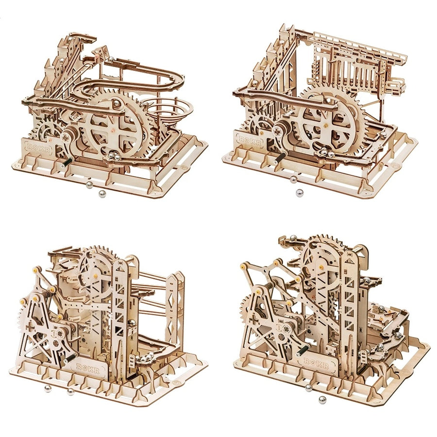 Robotime ROKR Marmor Run Blöcke Spiel 3D DIY Holz Puzzle Wasserrad Bahn Modell Gebäude Kit Spielzeug für Kinder LG501 Dropship