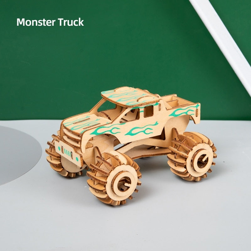 Drei dimensionales Puzzle-Auto Holz Kinder pädagogisches Spielzeug von Hand zusammen gebaut
