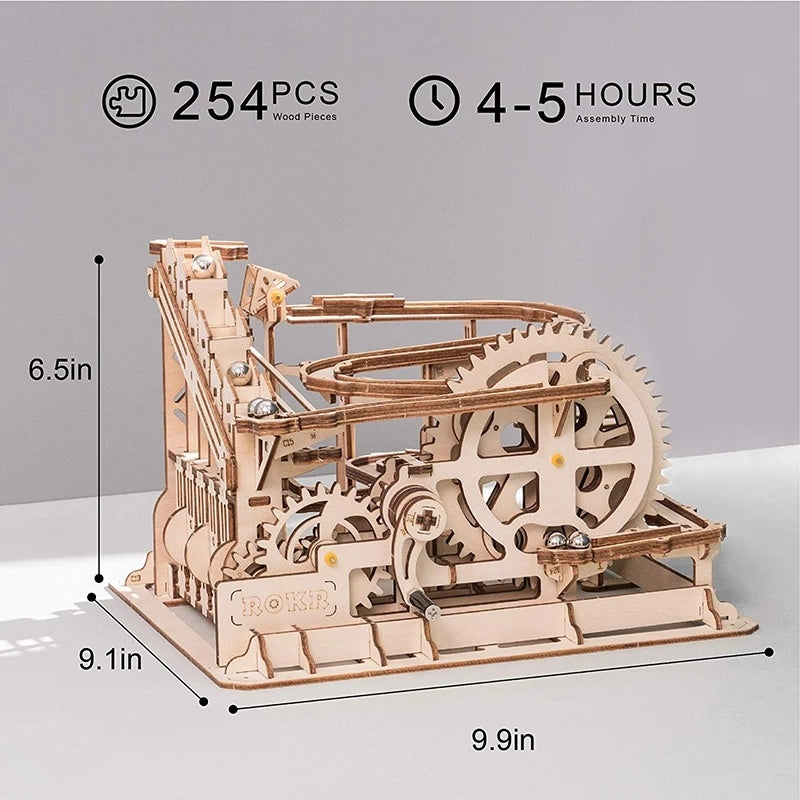 Robotime ROKR Marmor Run Blöcke Spiel 3D DIY Holz Puzzle Wasserrad Bahn Modell Gebäude Kit Spielzeug für Kinder LG501 Dropship